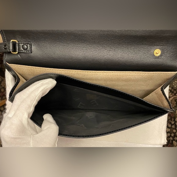 Authentic Dunhill Vintage Black Leather Clutch with Gold Accents - Picture 10 of 16